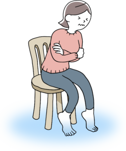 冷たい床に震える主婦