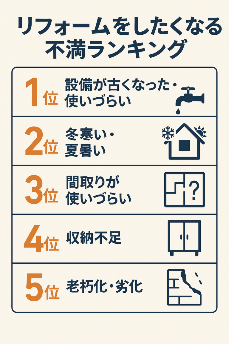 リフォームしたくなる不満ランキング